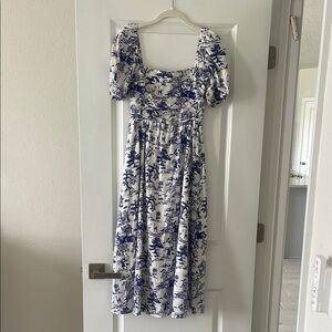 Blue and White Floral Women's Dress